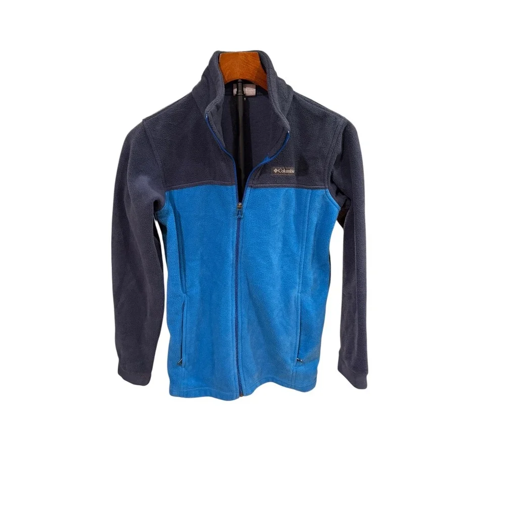 Columbia Kids Fleece Jacket Blue Navy Colorblock Full Zip Gorpcore Size L 14/16